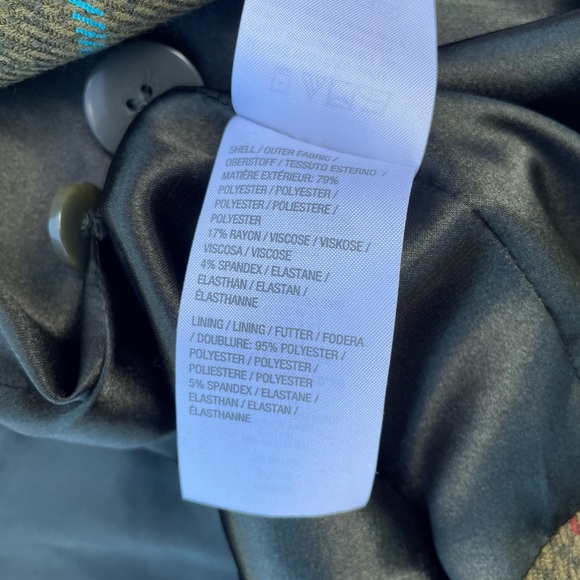 Linea Louis Dell'Olio Women's Olive Houndstooth Plaid Blazer Jacket Size 12 - Picture 10 of 11